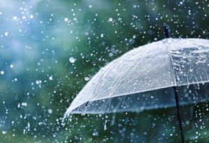 Umbrella under heavy Maryland rain